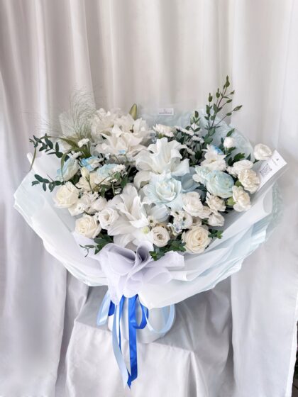 Bó Hoa Ly Kép Tone Xanh Trắng (Size To)